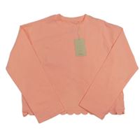 Nové - Neónově lososové crop tričko