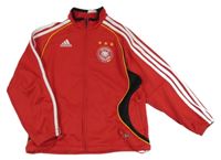 Červeno-černo-bílá funkční fotbalová propínací mikina se znakem Adidas