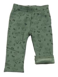 Khaki zateplené tepláky s bobry Ergee