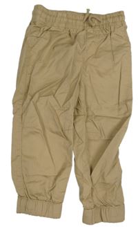 Béžové cuff plátenné nohavice H&M