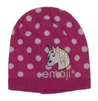 Fuchsiová puntíkovaná čepice s jednorožcem 