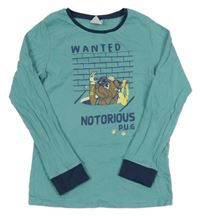 Modré pyžamové tričko so psem Lily & Dan