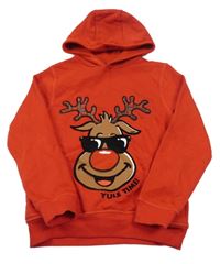 Červená mikina se sobem a kapucí Next