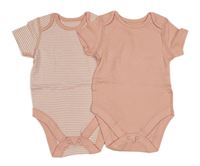 2x body - růžovo-bílé pruhované + světlerůžové M&S