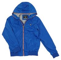 Modrá šusťáková jarní bunda s kapucí 