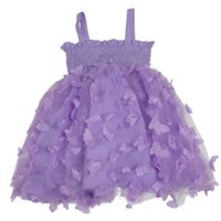 Fialové slavnostní šaty s tylovou sukní a motýly Shein