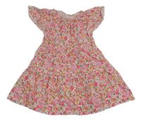 Bielo-farebné kvetované bavlnené šaty St. Bernard