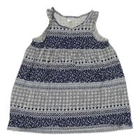 Bielo-tmavomodré vzorované bavlnené šaty H&M