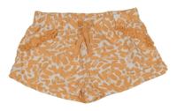 Bielo-oranžové vzorované kraťasy s kanýry