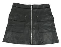 Čierna koženková sukňa so zipsom River Island