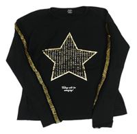 Čierne tričko s hviezdou a pruhmi Y.F.K.