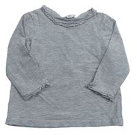 Sivé melírované tričko s volánikmi H&M