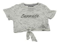 Bielo-čierne melírované crop tričko s logom Sonneti