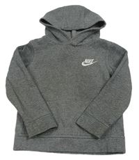 Sivá melírovaná mikina s logom a kapucňou Nike