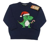 Nové - tmavomodrý sveter s dinosaurom Primark