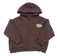 Hnedá oversize mikina s nápisom a kapucňou