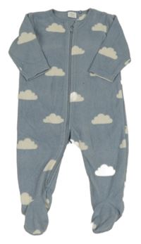 Modrý fleecový overal s mráčky Next