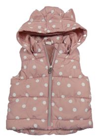 Světlerůžová šusťáková prošívaná zateplená vesta s puntíky H&M