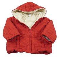 Červená šusťáková zimní bunda s kapucí C&A