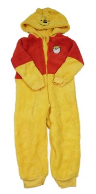 Žluto-červená chlupatá kombinéza s kapucí - Pú Primark