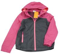 Nové - Šedo-růžová šusťáková jarní bunda s kapucí Yigga