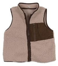 Svetloružová -hnedá huňatá vesta Zeeman