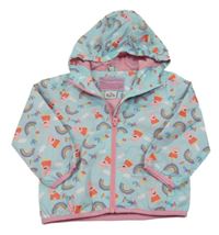 Světlemodro-růžová šusťáková jarní bunda s Pepinou a kapucí 