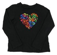 Černé triko se srdíčkem z flitrů Next