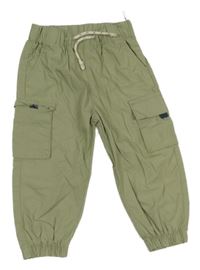 Khaki plátenné cargo cuff nohavice C&A