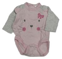 Svetloružová -sivé body s myškou