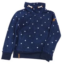 Tmavomodrá vzorovaná fleecová mikina so stojačikom Yigga