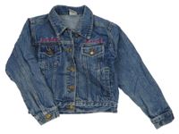 Tmavomodrá rifľová bunda s kvietkami Image