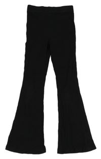 Čierne rebrované flare legíny George