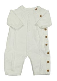 Bílý pletený copánkový overal Nutmeg