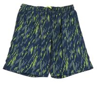 Tmavomodro-limetkové vzorované sportovní kraťasy Ergeenomixx 