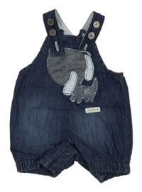 Tmavomodré rifľové na traké podšité kraťasy s psíkom Next