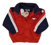 Nové - Červeno-tmavomodrá prepínaci mikina s nápisom