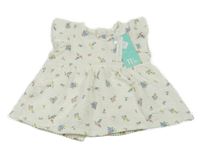 Nové - Biela krepová blúzková á tunika s kvietkami Tex