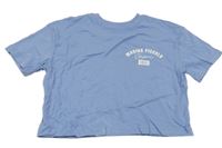 Modré crop tričko s nápisom Primark