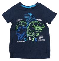 Tmavomodré tričko s dinosaury C&A