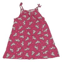 Tmavoružové bavlnené šaty s jednorožcami C&A