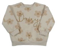 Pudrová prešívaná mikina s kvetmi a nápisom George