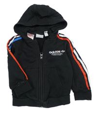 Černá propínací mikina s logem a kapucí Adidas
