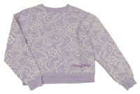 Lila crop oversize mikina so smajlíkmi