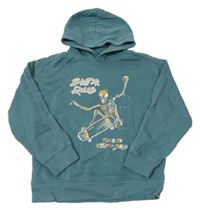 Zelenošedá mikina se skateboardistou a kapucí C&A