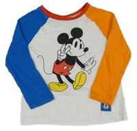 Bílo-oranžovo-modré triko s Mickeym Disney 