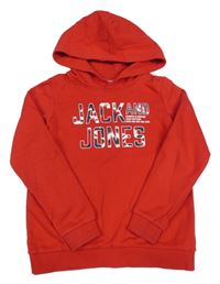 Červená mikina s nápisom a kapucňou Jack&Jones