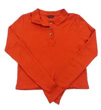 Červené rebrované crop tričko s golierikom M&Co