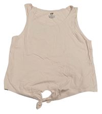 Světlepudrový crop top s uzlom H&M