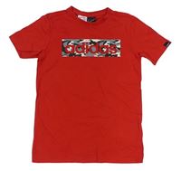 Červené tričko s army potiskem Adidas